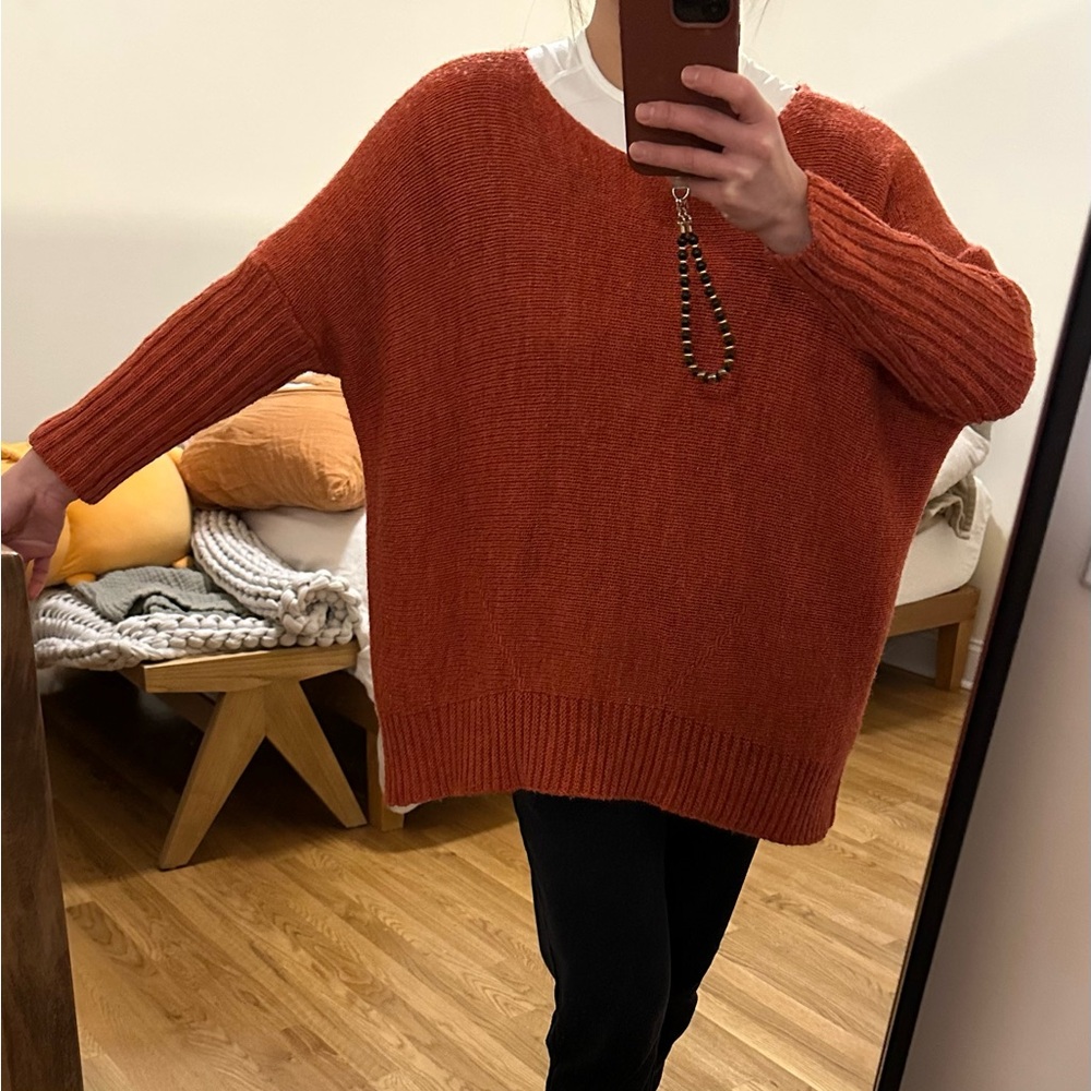 Orange Wool Blend Sweater Tunic | Made in Italy | One Size